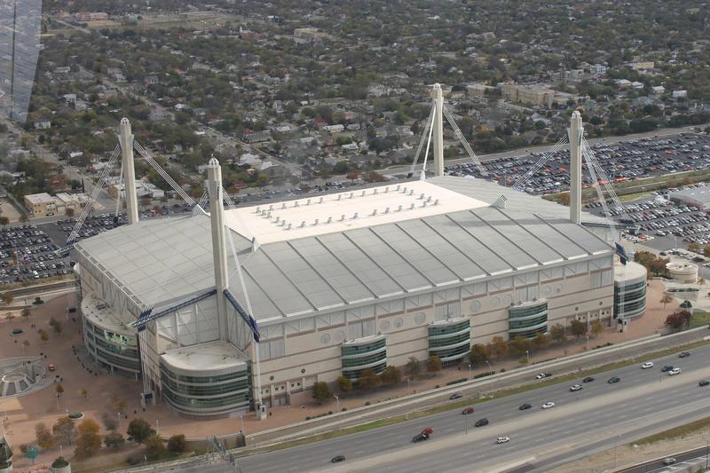 The Alamodome seen from the Tower of the Americas in San Antonio